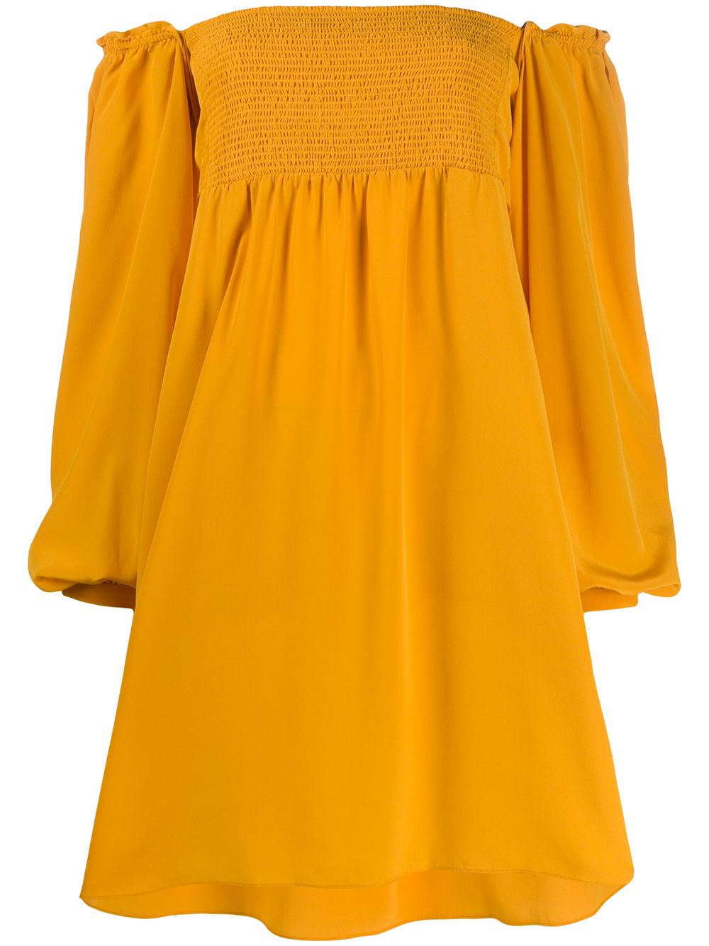 Dorothee Schumacher Off-the-shoulder Long Smocked Top In Yellow