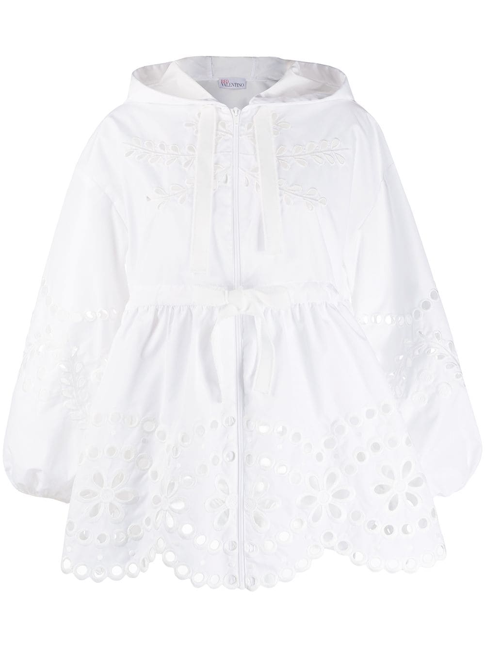 Red Valentino Broderie Anglaise Hooded Jacket In White