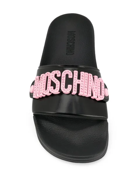 moschino logo pool sliders