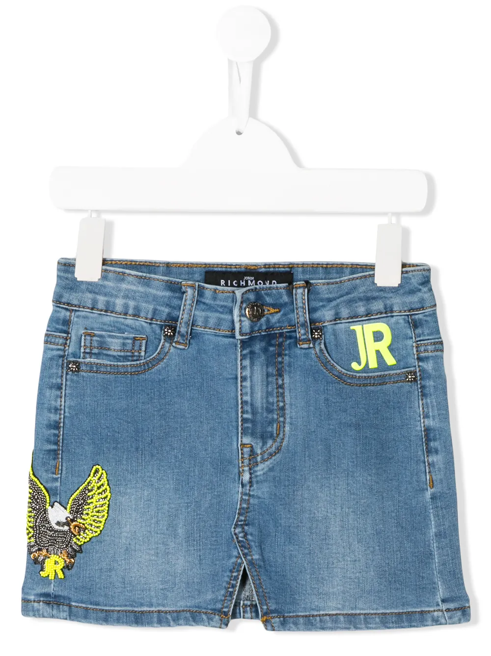 patch jean skirt