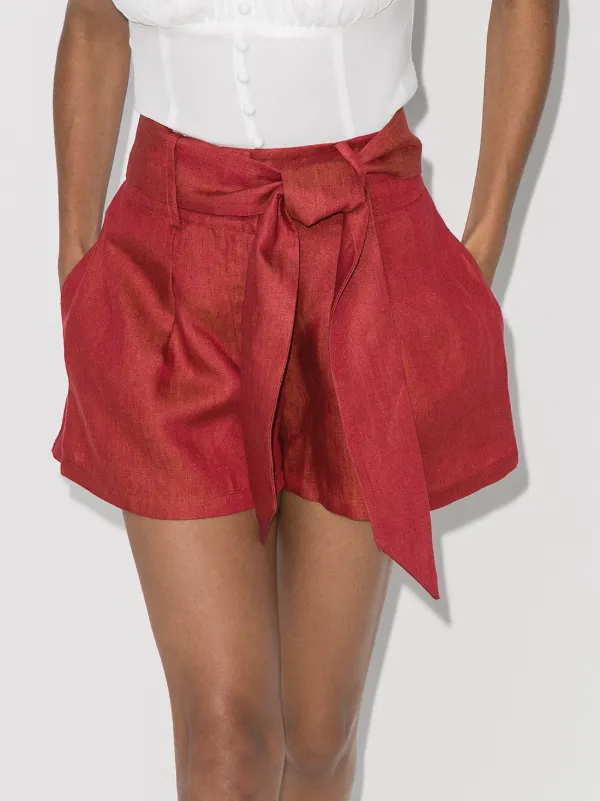 red tie waist shorts