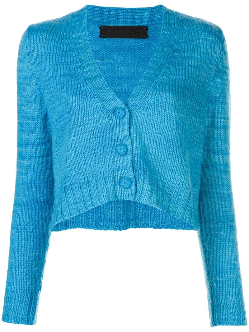 The Elder Statesman V-neck Cropped Cardigan In Blue