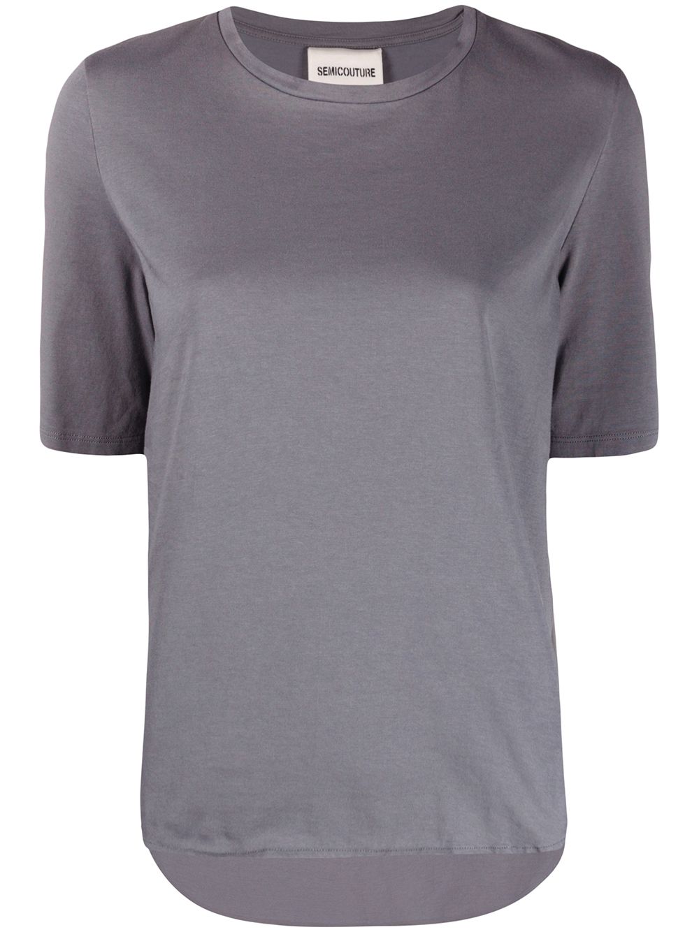 Shop Semicouture Mirrored Logo Crew-neck T-shirt In Grey