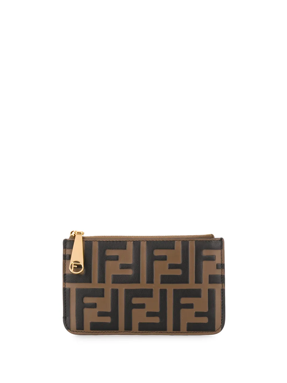 Fendi Monogram Zip Cardholder In Brown