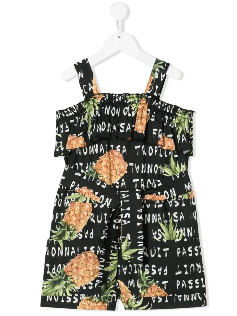 Monnalisa pineapple-print playsuit
