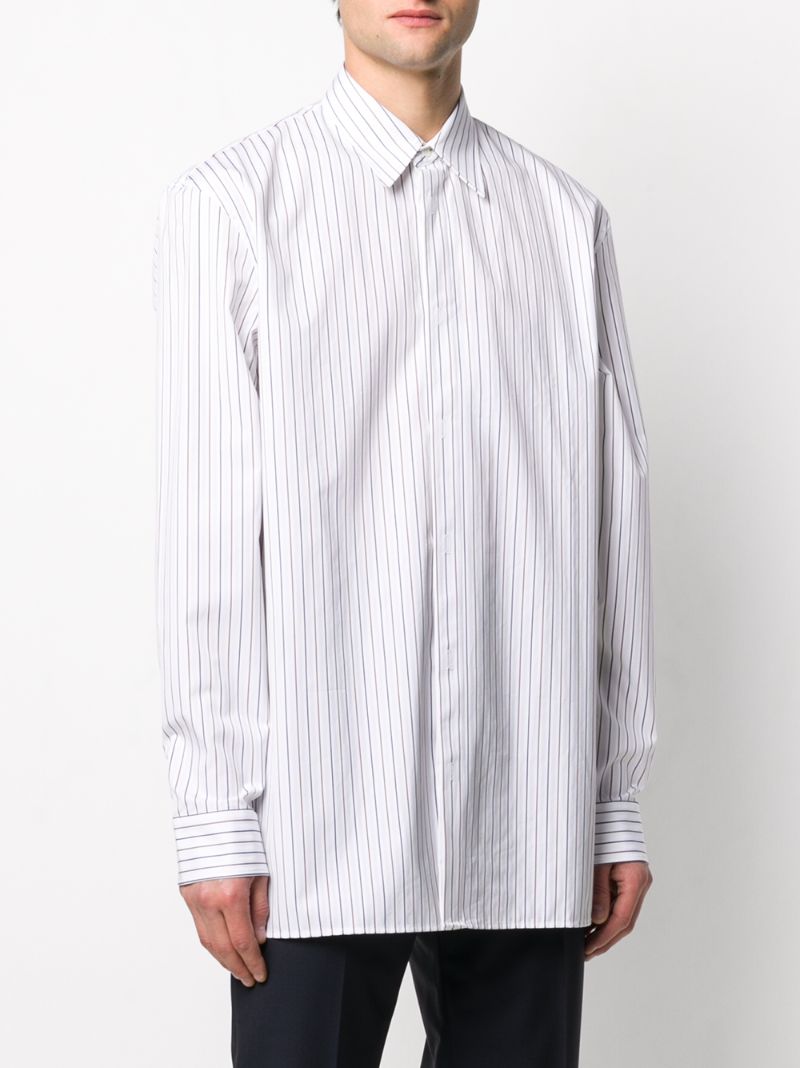 Shop Maison Margiela Striped Button Up Shirt In White