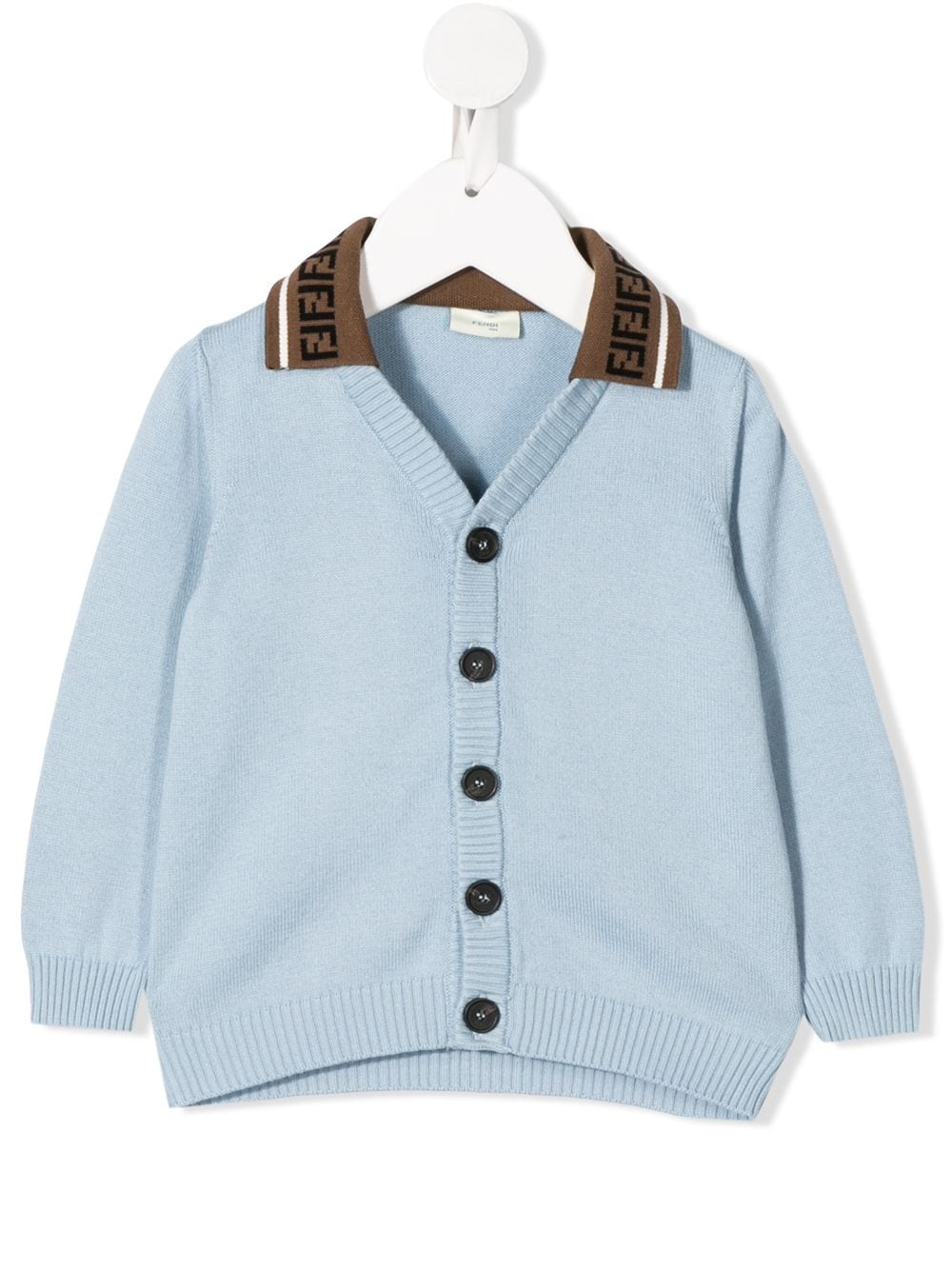 Fendi Babies' Logo Collar Cardigan In 蓝色