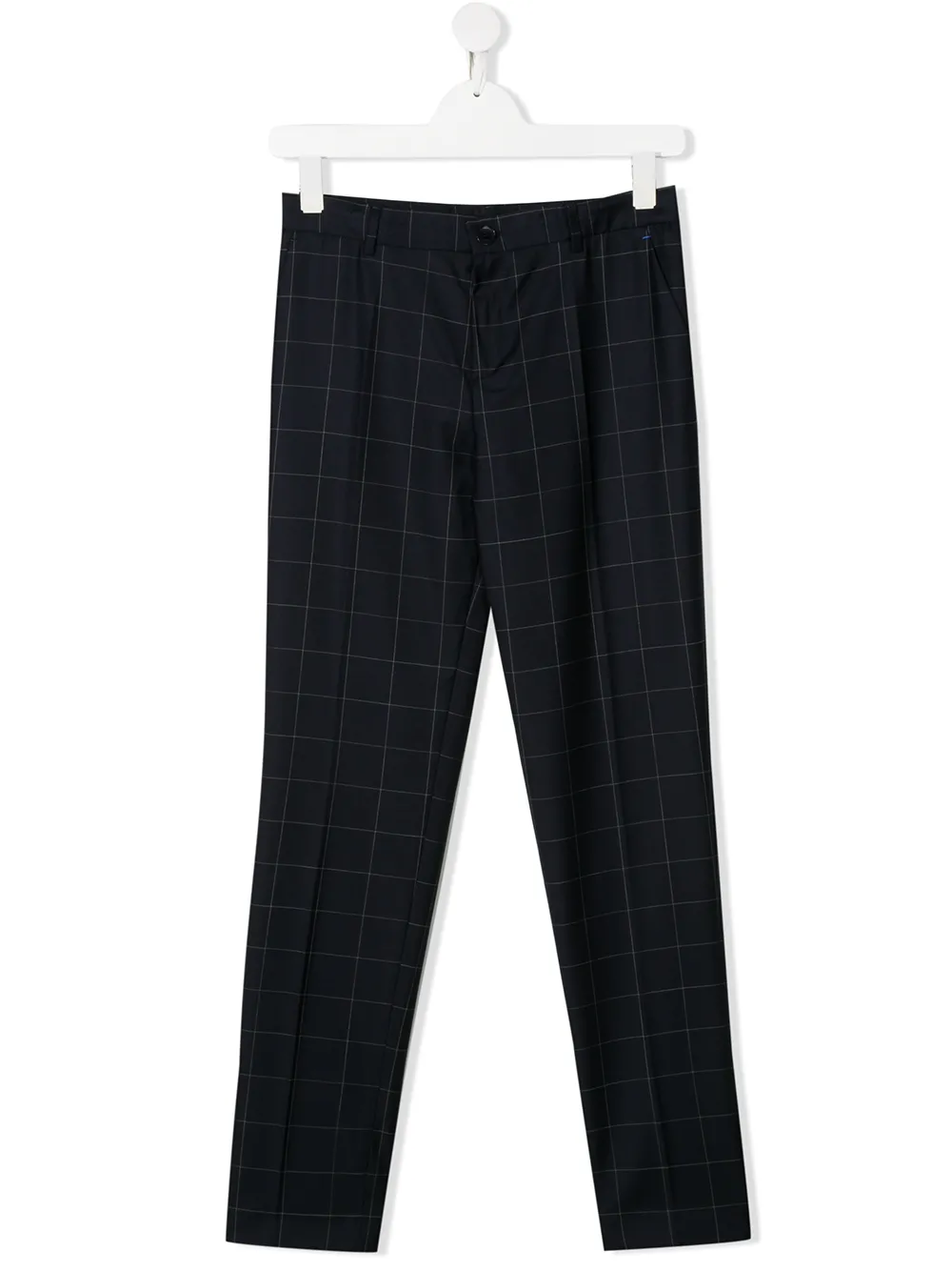 Paul Smith Junior Kids' Windowpane-check Trousers In Blue