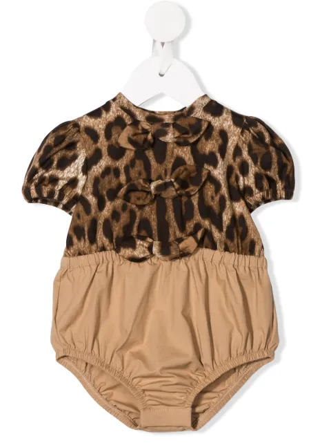 Dolce & Gabbana Kids leopard-print poplin romper