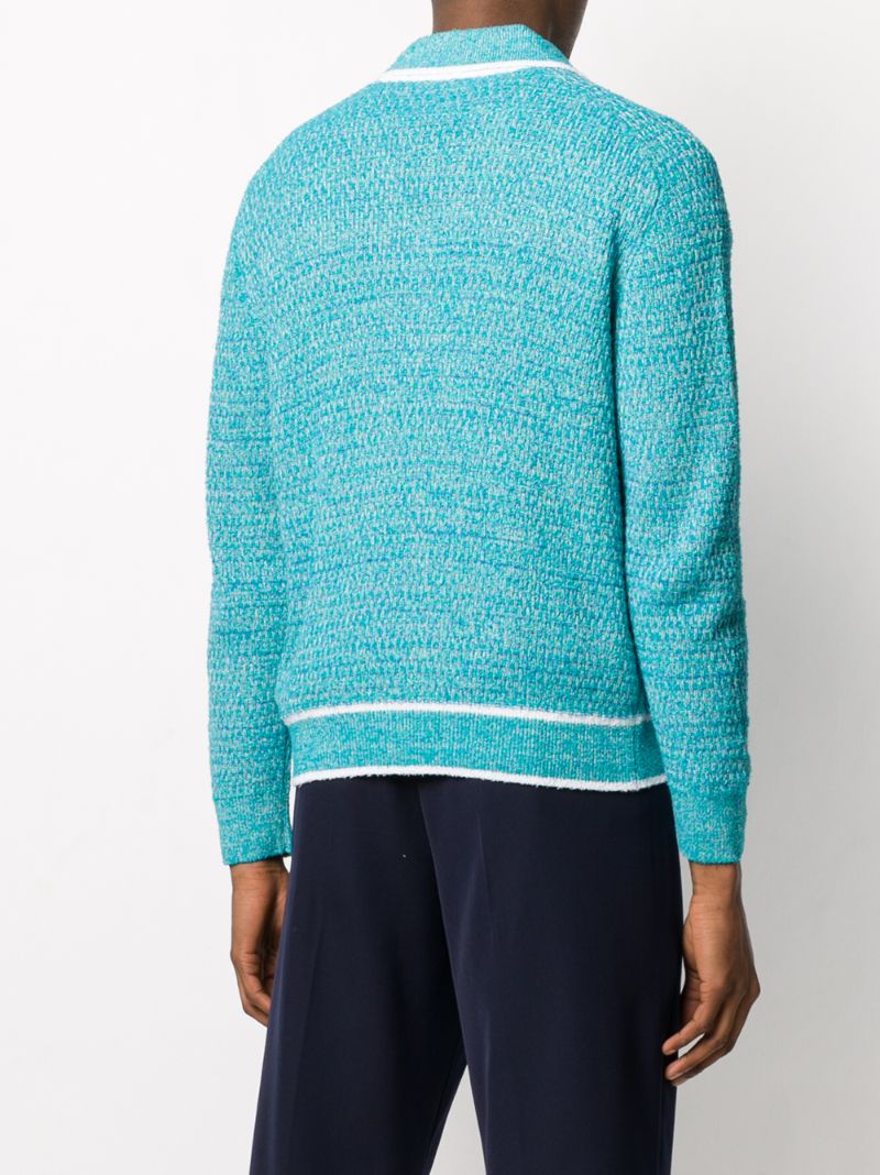 Shop Missoni Knitted Polo Jumper In Blue