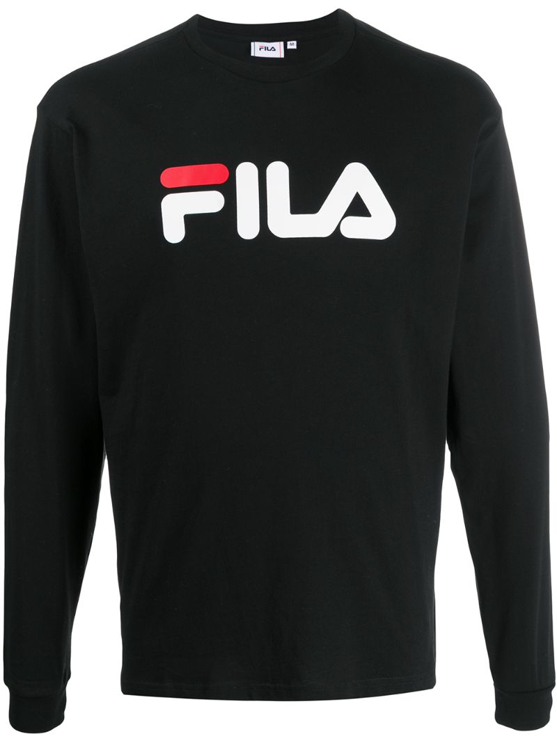 Fila Logo Printed Long Sleeved T-shirt In Black