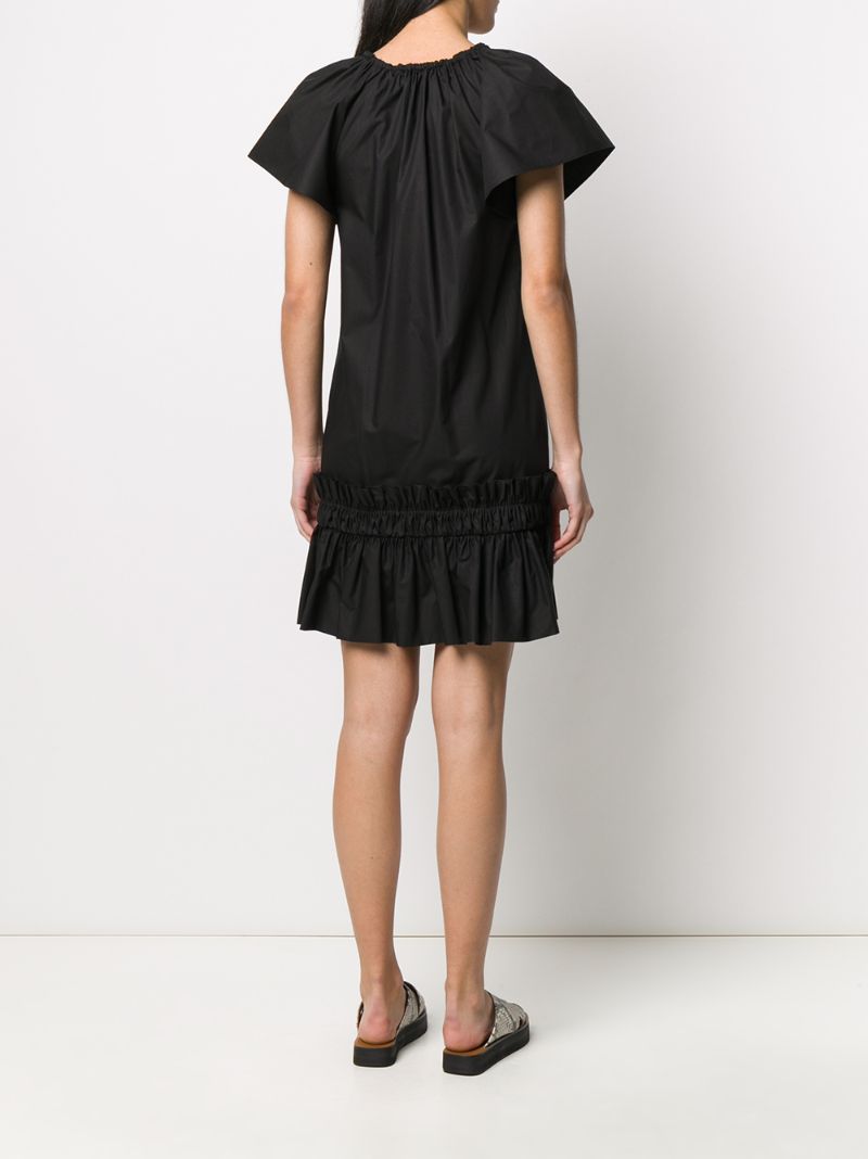 Shop See By Chloé Key-hole Gathered Peplum Dress In Black