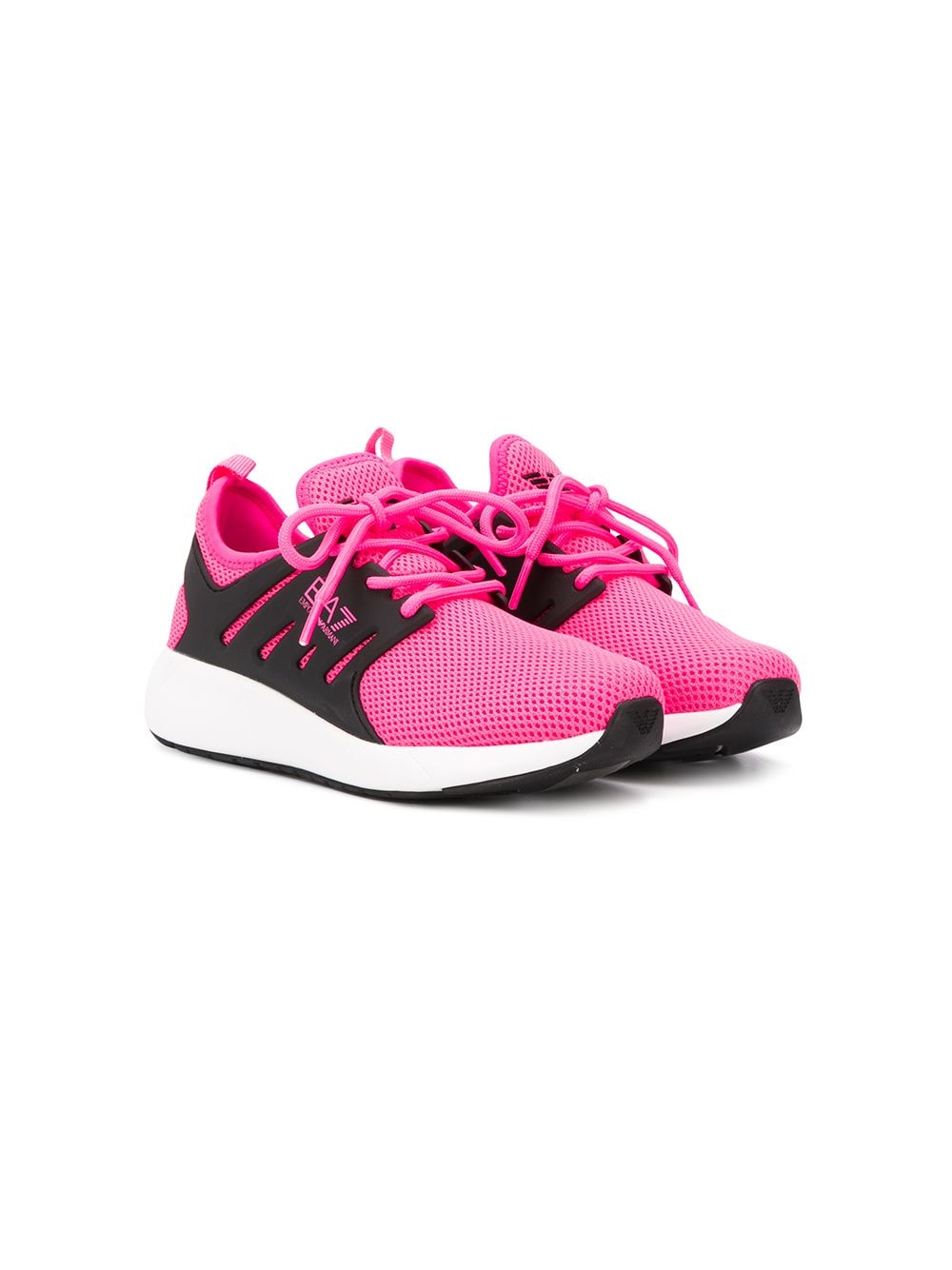 Emporio Armani Kids' Two-tone Lace-up Trainers In Pink
