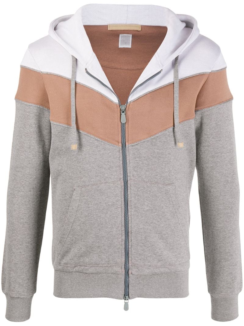 Eleventy Geometric-panel Hooded Sweatshirt In Grey