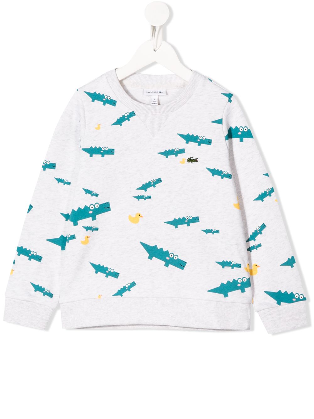 Lacoste Kids' Duck And Crocodile Print Sweatshirt In Grey