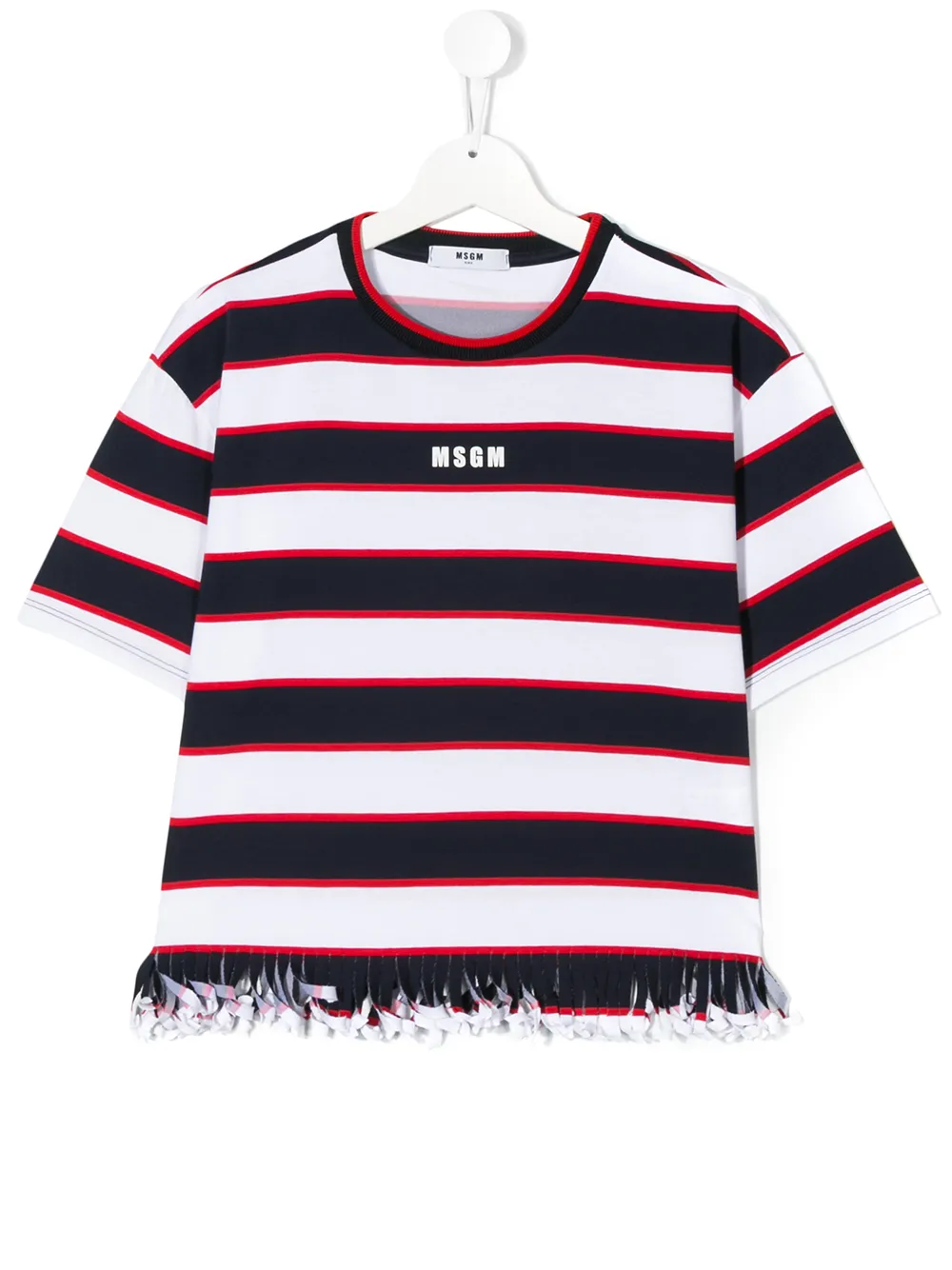 Msgm Kids футболка с бахромой и полосками Msgm Kids футболка с бахромой и полосками