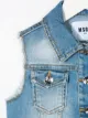 Msgm Kids جاكيت جينز بدون أكمام بشعار مطرز