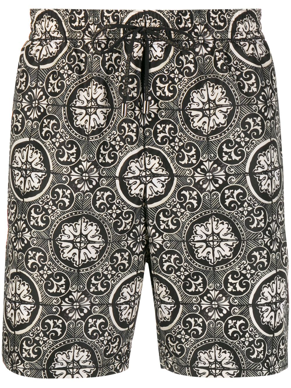 Shop Dolce & Gabbana Maiolica-print Swim Shorts In Black