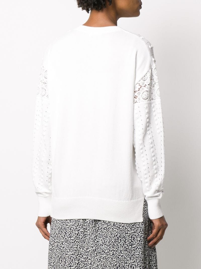 Shop See By Chloé Bobble Knit Lace Jumper In White