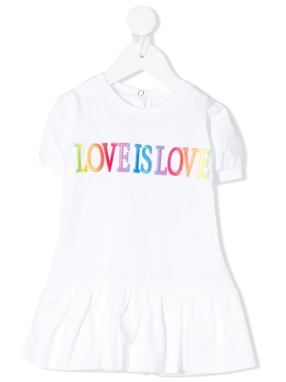 фото Alberta ferretti kids расклешенное платье с вышивкой love is love