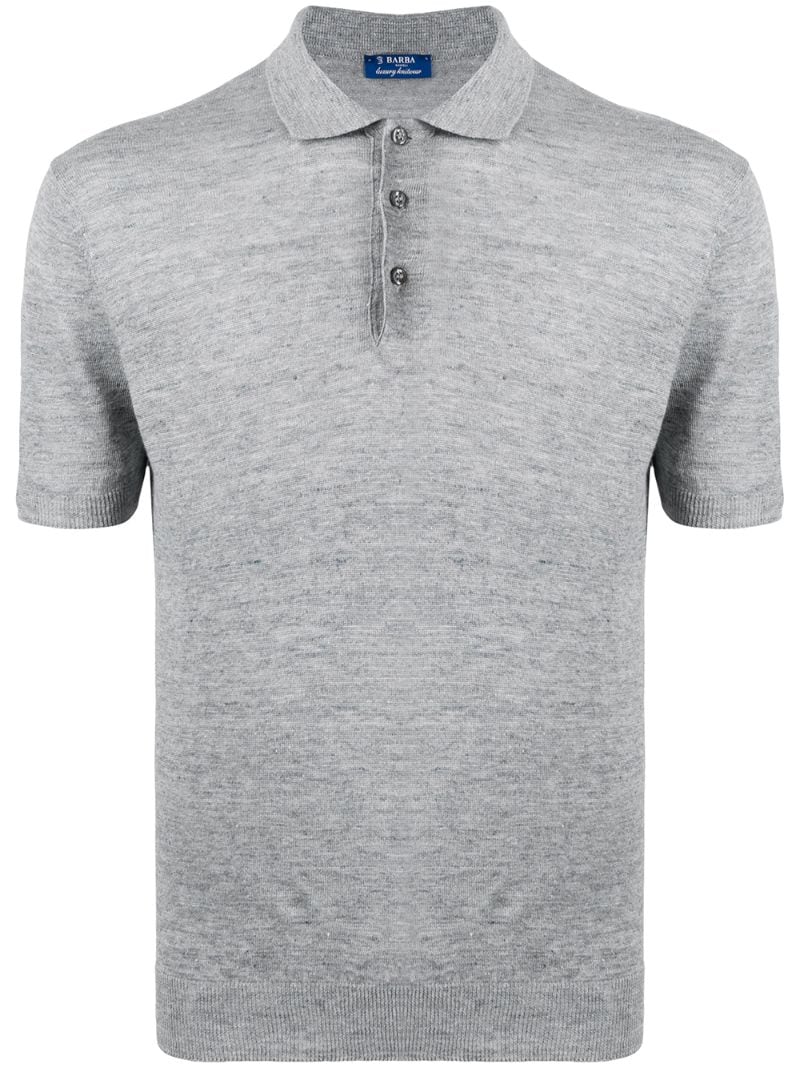 Barba Fine Knit Polo Shirt In Grey
