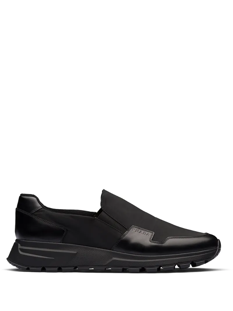 PRADA LEATHER PANEL SLIP-ON SNEAKERS