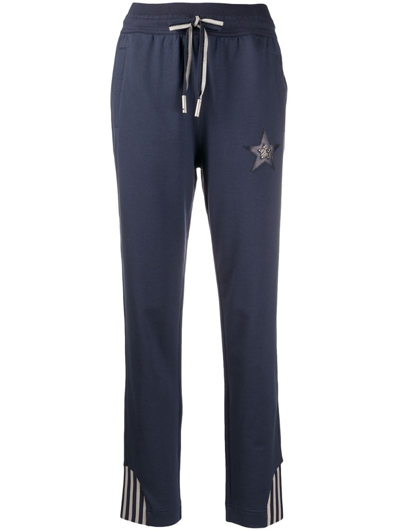 Lorena Antoniazzi Star-patch High-waist Track Pants In Blue