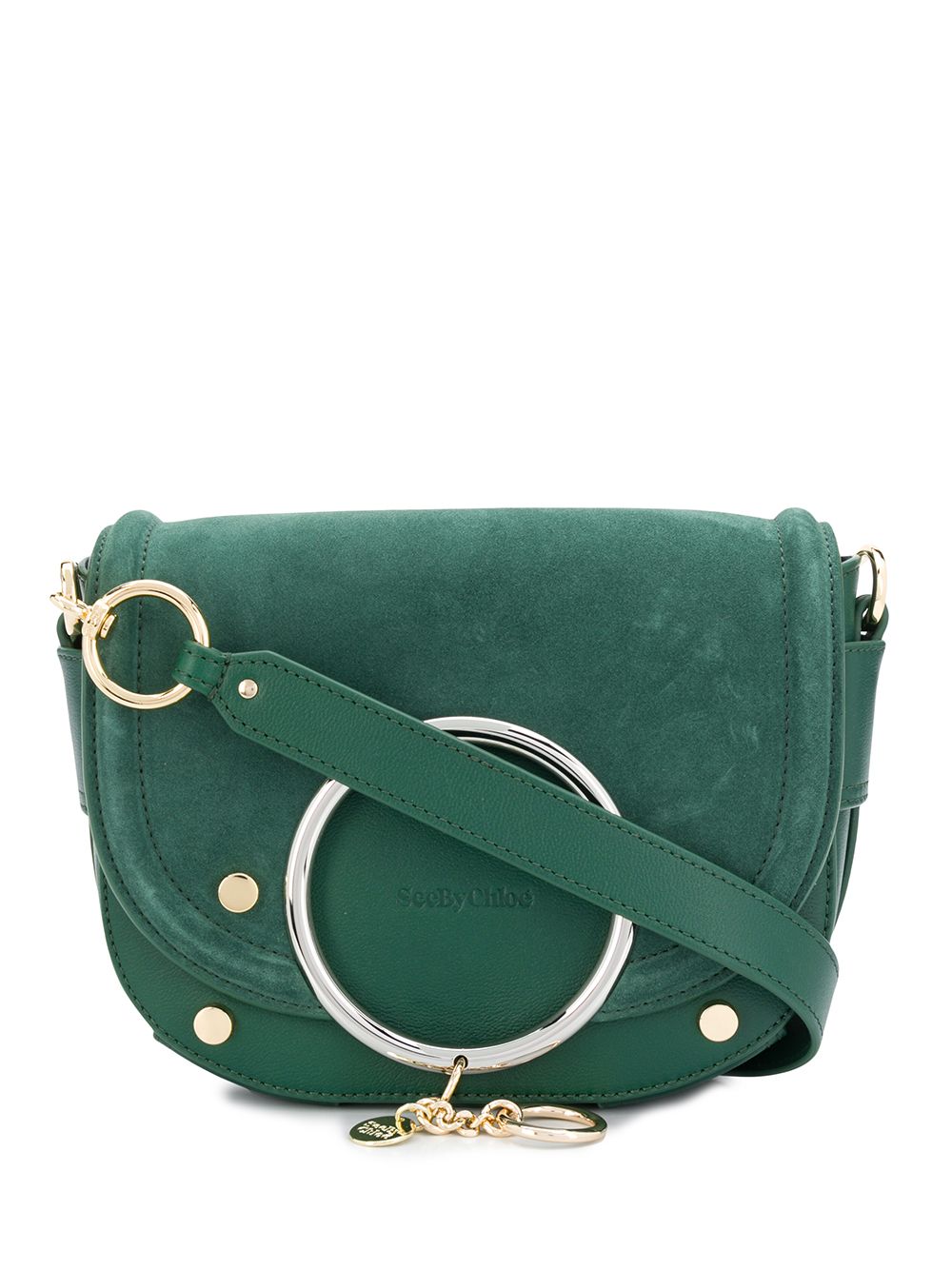See By Chloé Mara Ring-embellished Crossbody Bag In Green