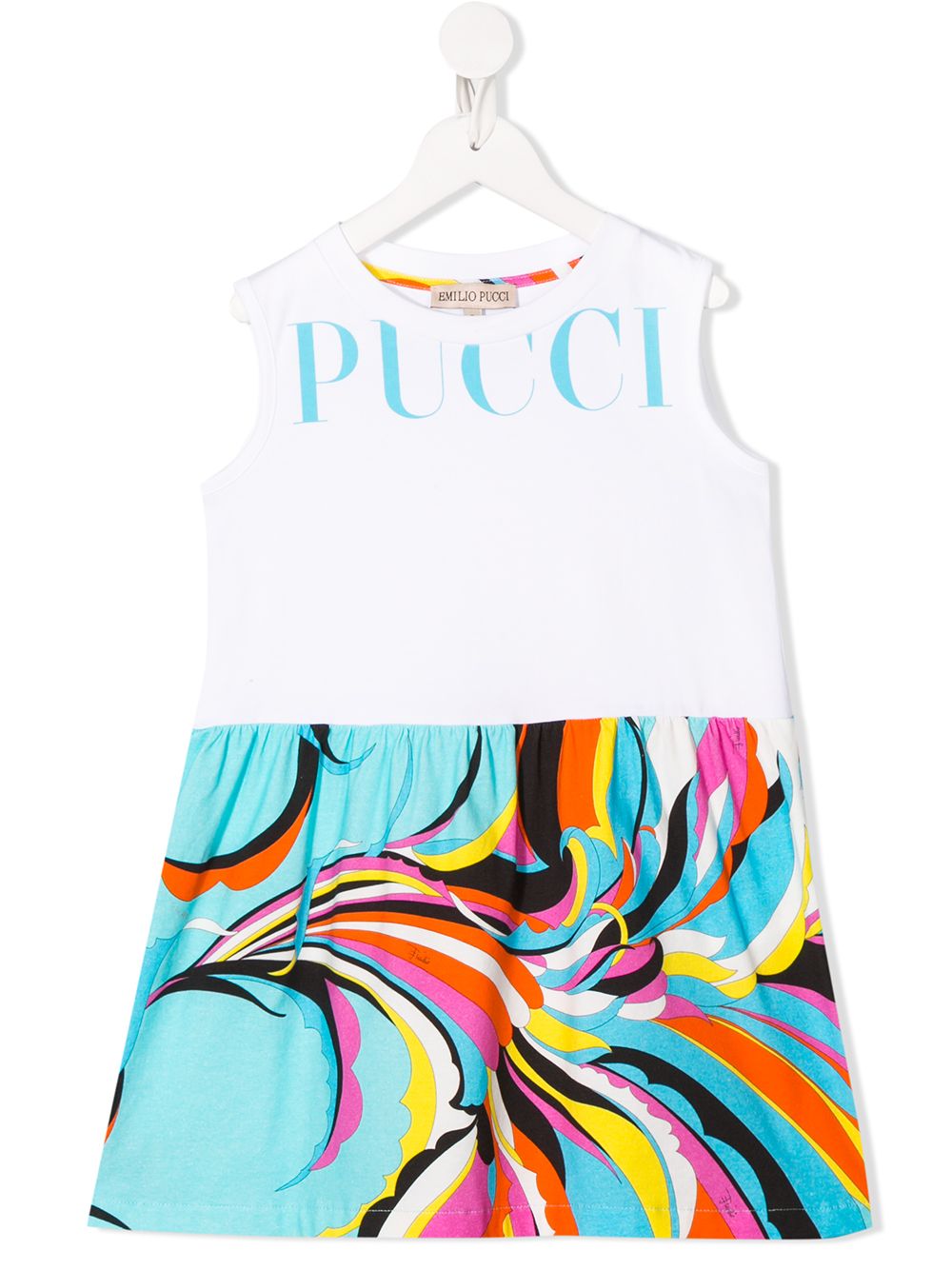 EMILIO PUCCI JUNIOR ABSTRACT-PRINT BRANDED DRESS