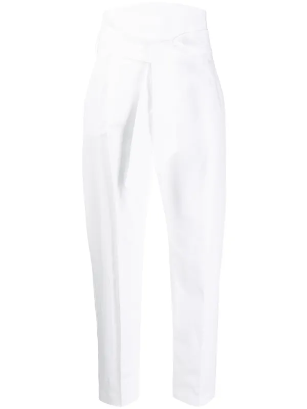 high waisted white cropped pants