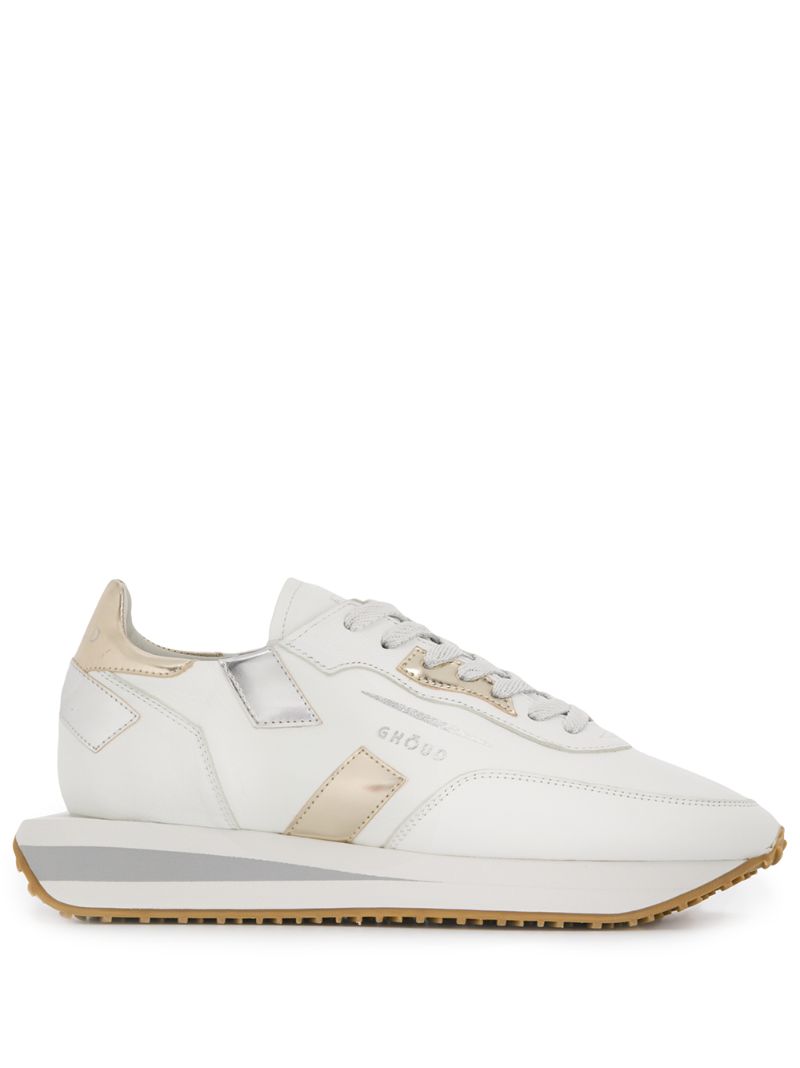 Shop Ghoud Metallic Panel Low Top Sneakers In White