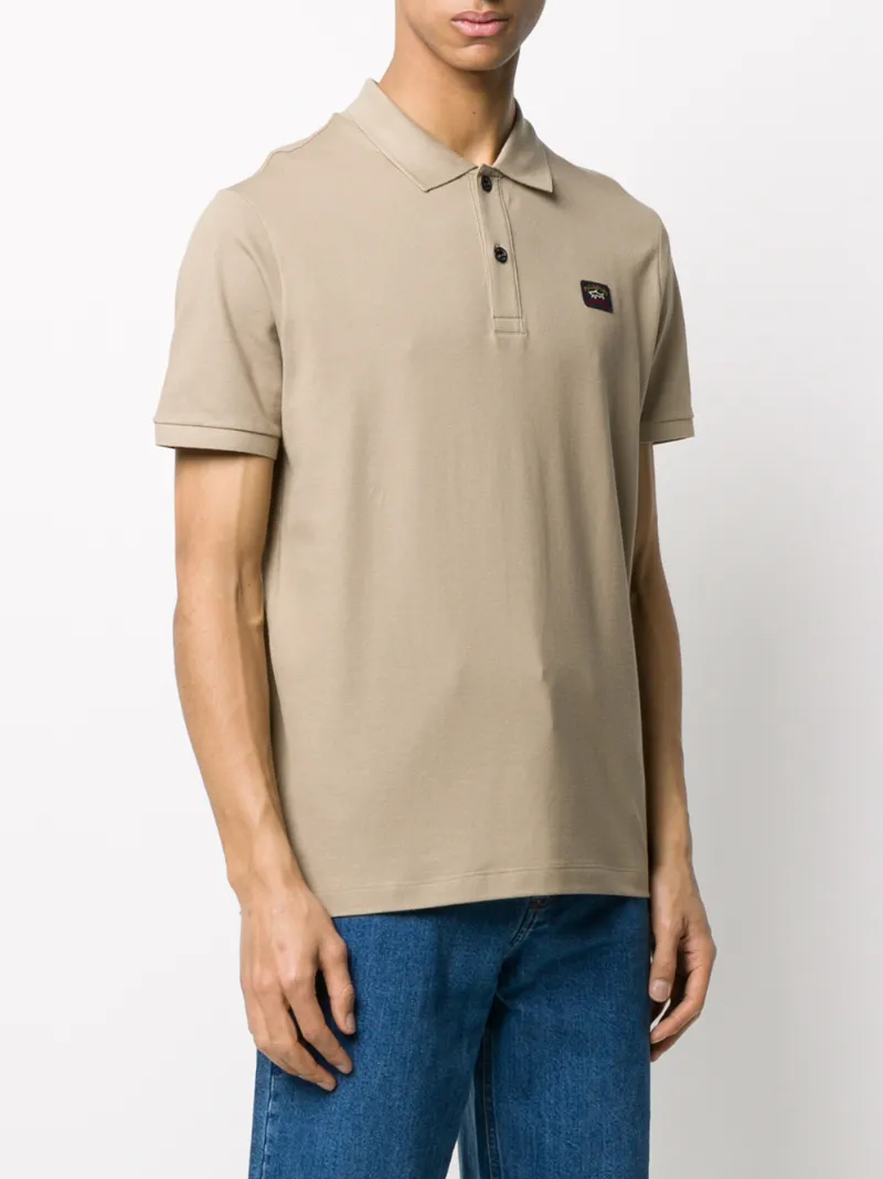 Paul & Shark Logo Patch Polo Shirt In Neutrals