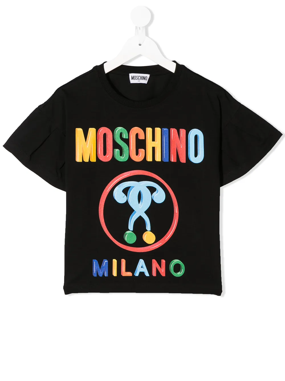 Moschino Kids' Rainbow Logo Printed T-shirt In Black