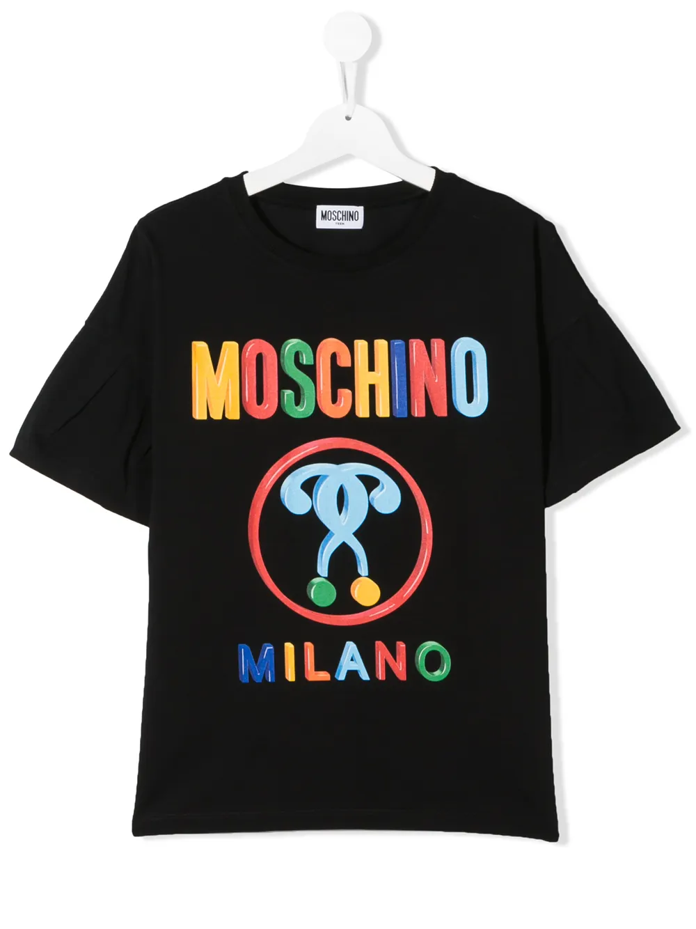 Moschino Teen Rainbow Logo Printed T-shirt In Black