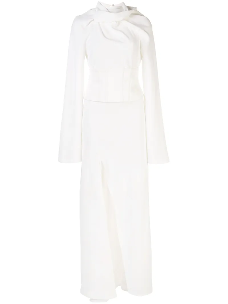 Ellery Long-sleeve Asymmetric Dress In White
