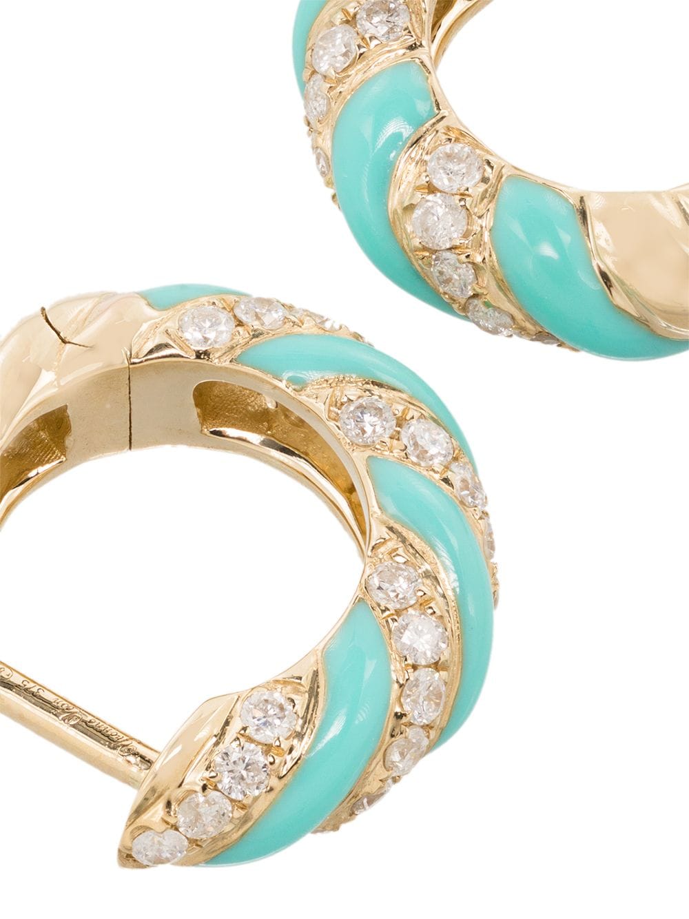 фото Yvonne léon 9k yellow gold diamond and enamel hoop earrings