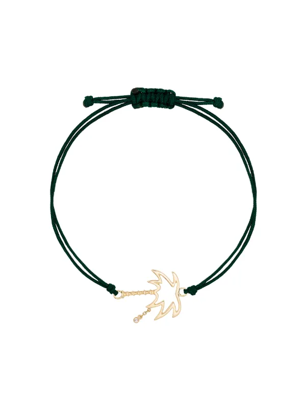 Yvonne Léon Green and Yellow Palm Tree Wire Bracelet in Gold