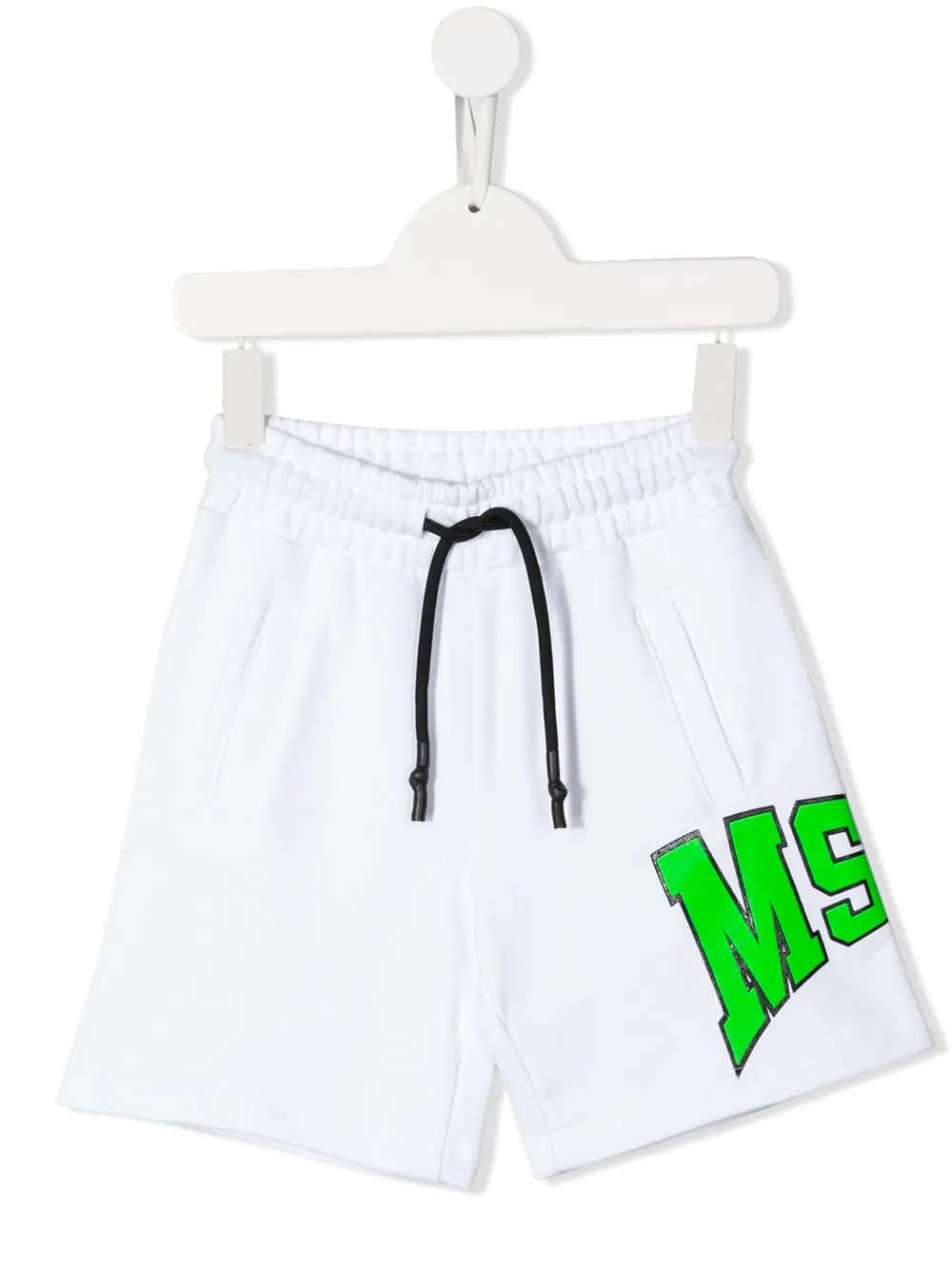 Msgm Kids' Logo Print Track Shorts In White