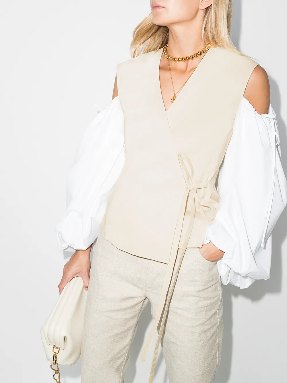 Image 2 of Rosie Assoulin cold shoulder wrap blouse