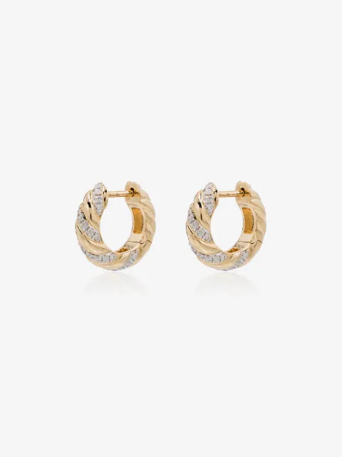 Yvonne Léon 18kt yellow gold diamond huggie hoop earrings