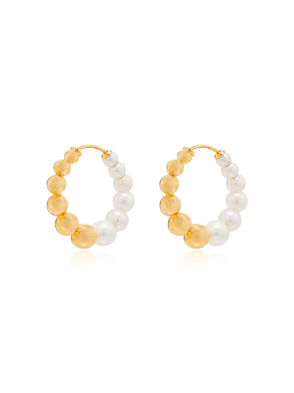 фото Yvonne léon 9k yellow gold pearl hoops