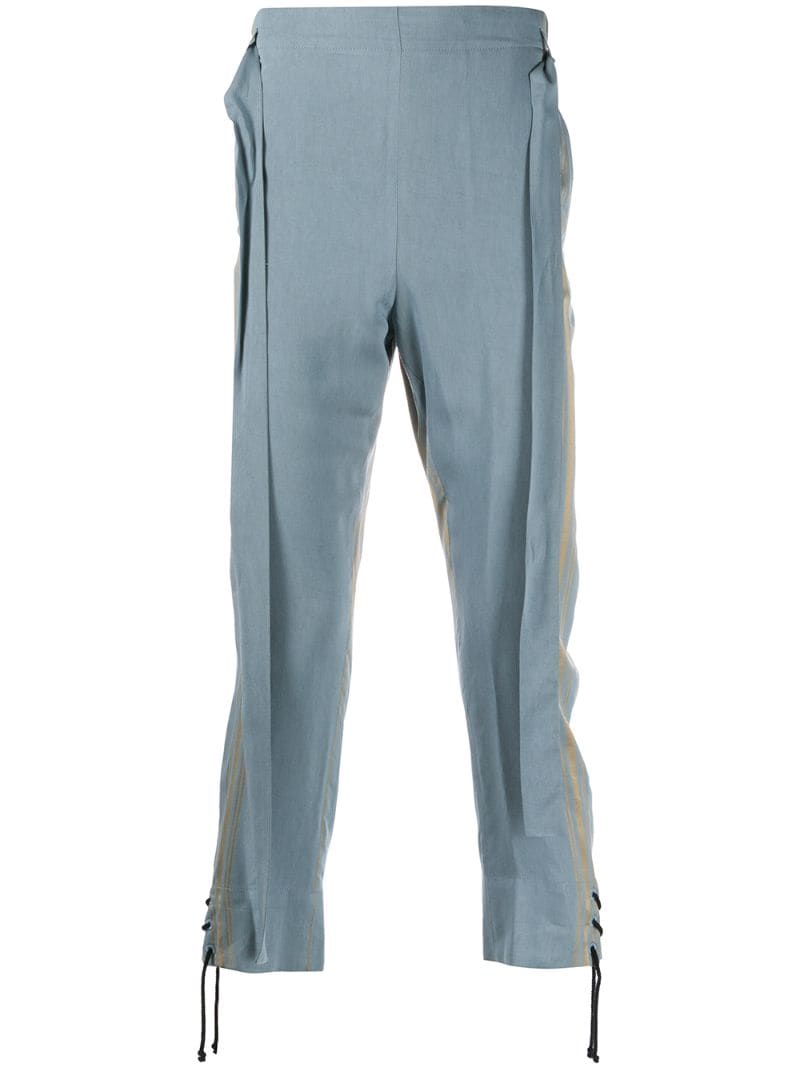 Ann Demeulemeester Printed Satin Pants In 050 Blue Navy