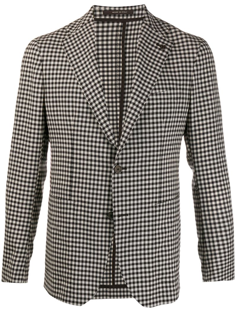 Tagliatore Lapel-pin Check Blazer In White