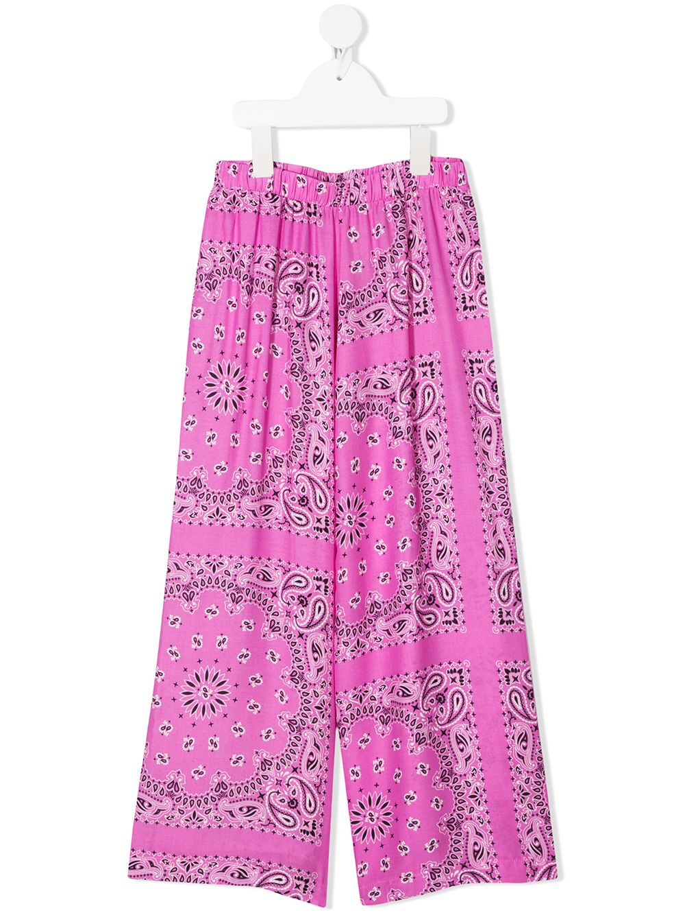 Mc2 Saint Barth Kids' Paisley Wide-leg Trousers In Pink