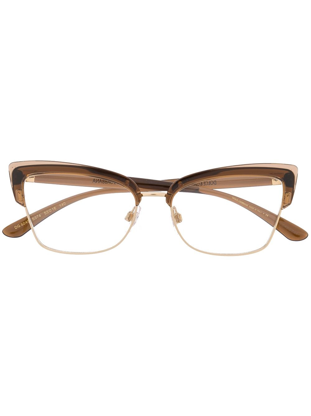 Dolce & Gabbana Dg5045 Half-rim Cat-eye Glasses In Brown