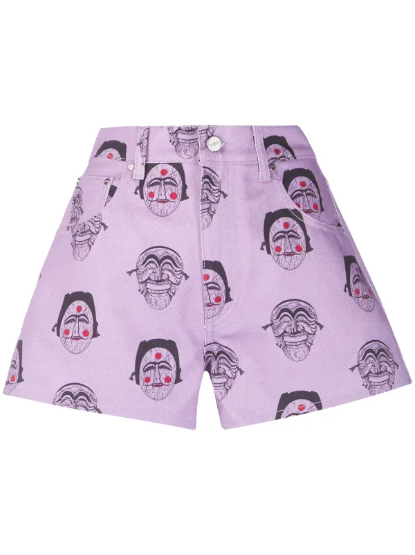 purple denim shorts