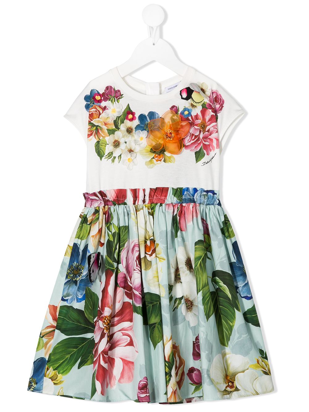 Dolce & Gabbana Kids' Floral Print Dress In White