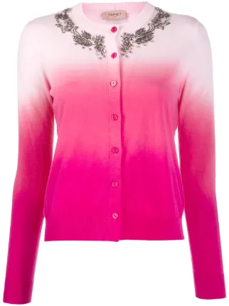 pink sweater with embellished collar