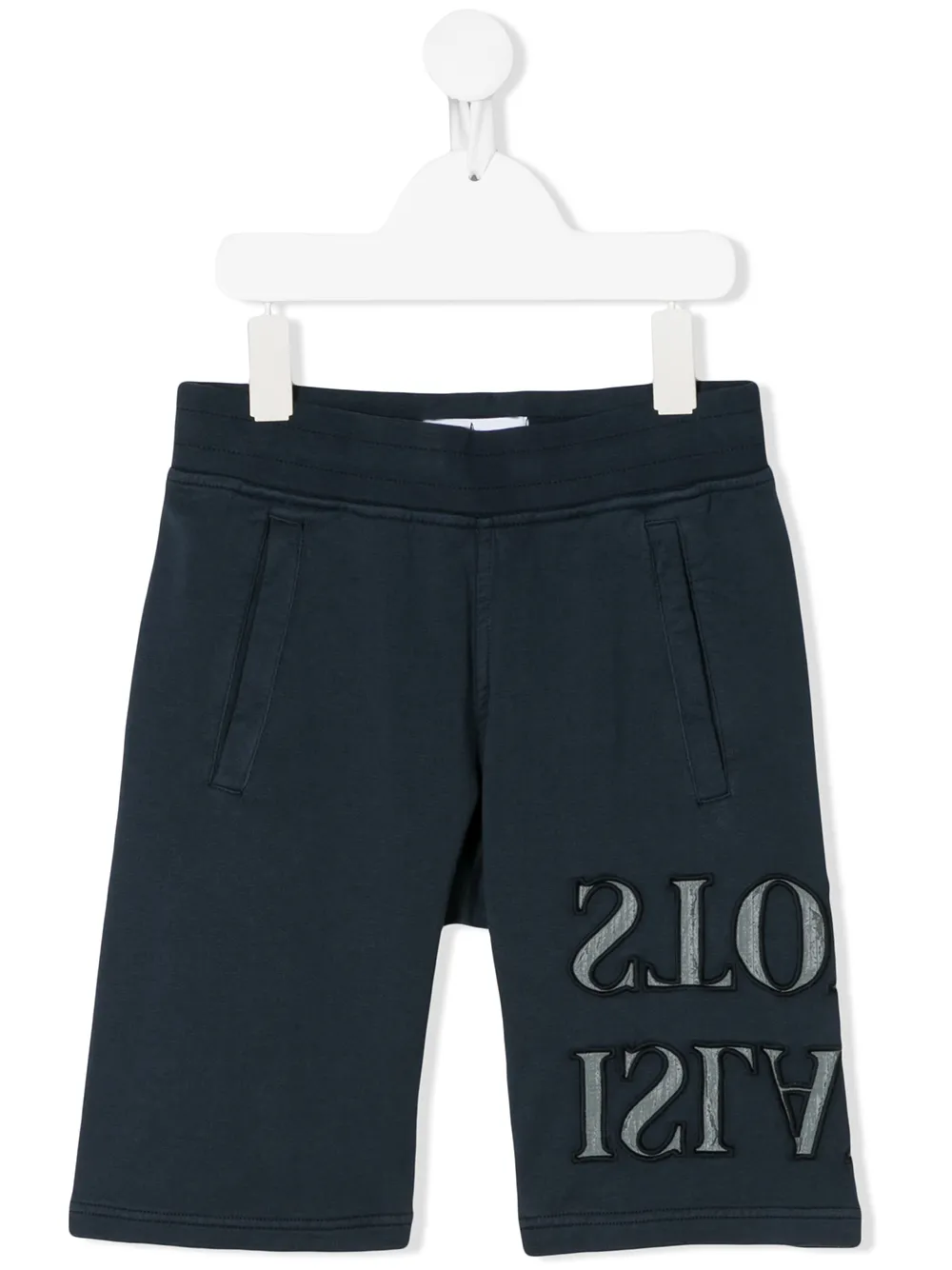 Stone Island Kids' Logo Embroidered Shorts In Blue