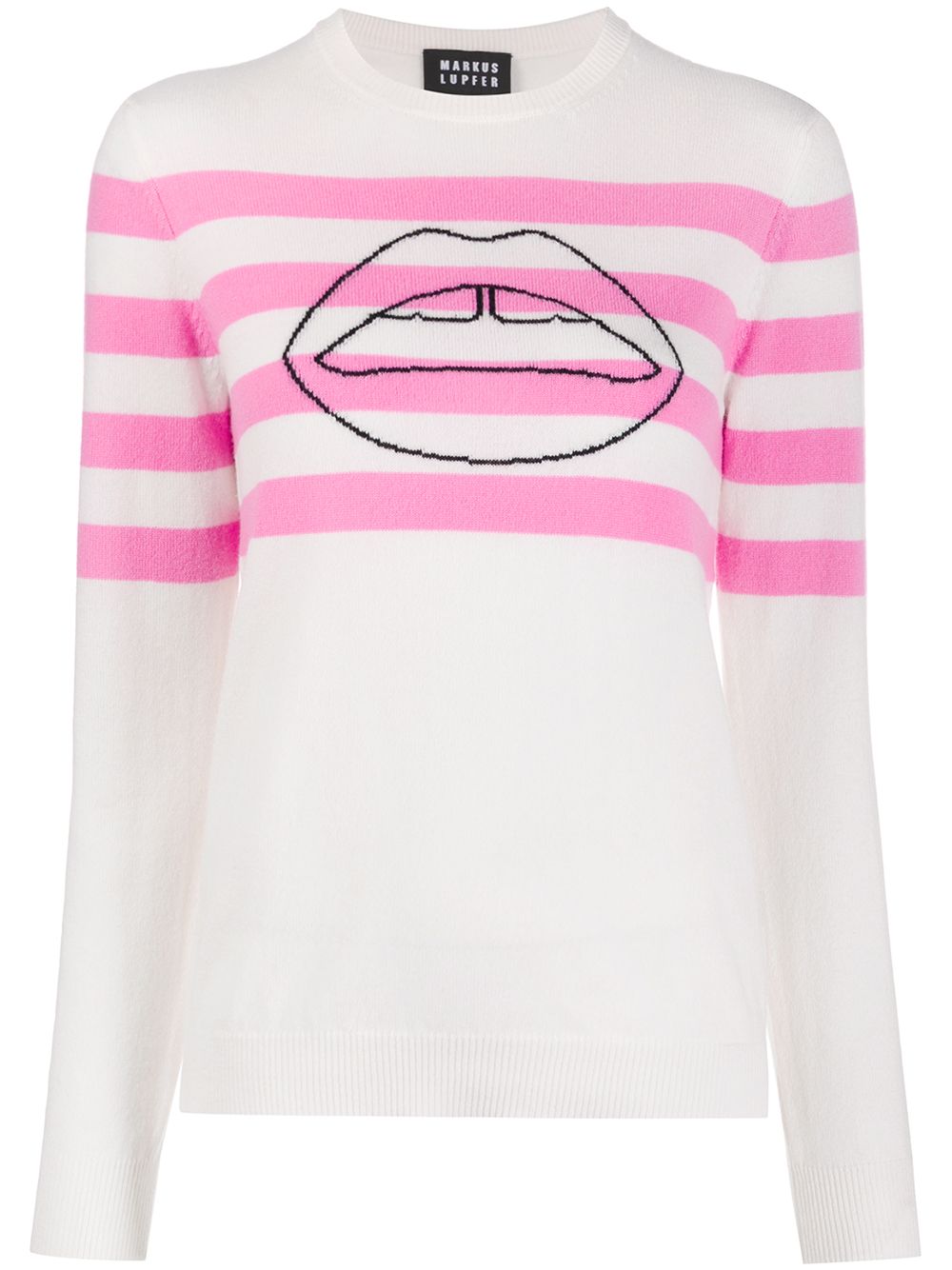 Markus Lupfer Striped Lips Sweater In White